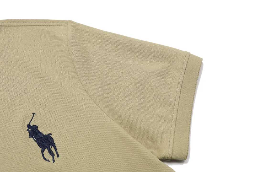 🅿️190 RALPH LAUREN 2025 new style classic polo embroidered little bee logo, same style for men and women, casual polo shirt ·Customized pique cotton fabric ·Imported Tajima machine embroidery technology ·Collar label, hangtag, main mark and three labels complete Color: Khaki Size: M-XXXL